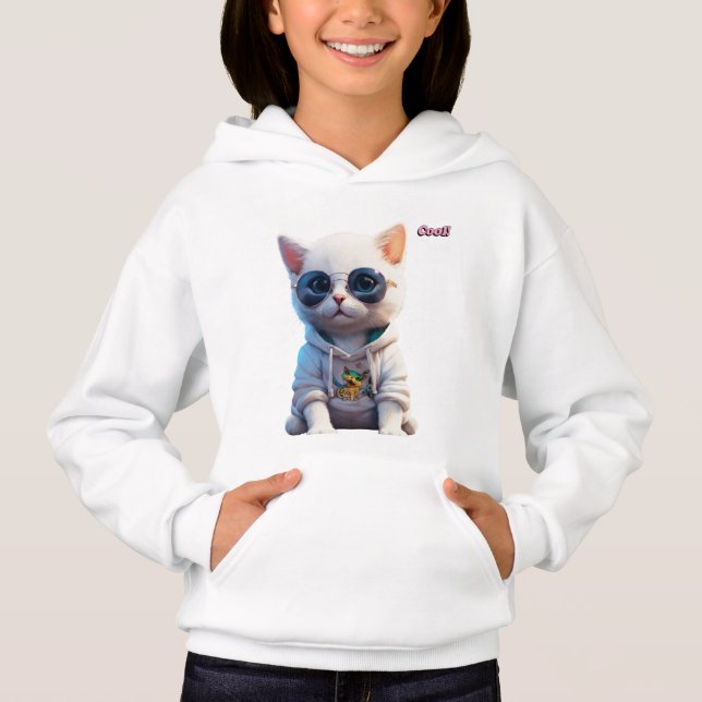 Goggles & Cat Kids Hoodie (Vorderseite)
