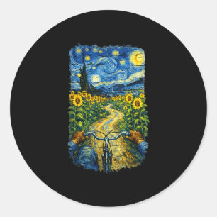 Gogh fährt lustiges Fahrrad-Kunstfahrrad Runder Aufkleber