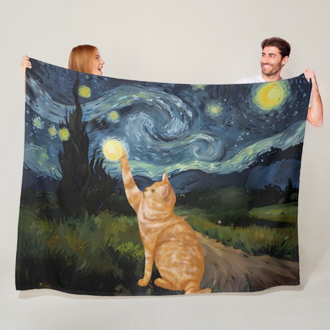 Gogh Kitty Starry Night Cat Fleecedecke (Beispiel)