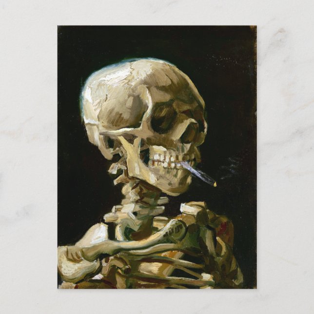 Gogh Leiter eines Skeletts mit brennender Zigarett Postkarte (Vorderseite)