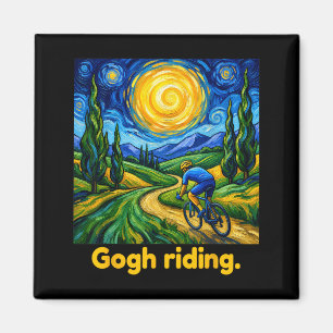 Gogh Reitend Lustig Radfahren Nachthimmel Künstler Magnet