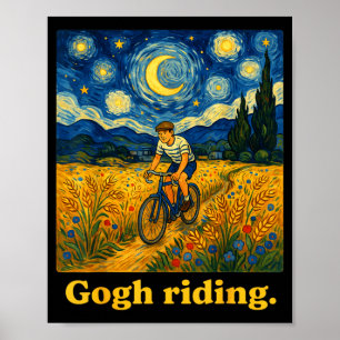Gogh Reitend Lustig Radfahren Nachthimmel Künstler Poster