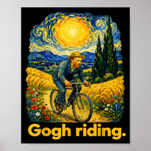 Gogh Reitend Lustig Radfahren Nachthimmel Künstler Poster