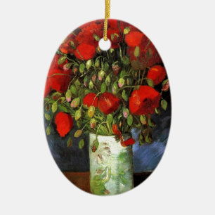 Gogh Rote Mohnblumen Blumen Frühling Liebe Frieden Keramik Ornament