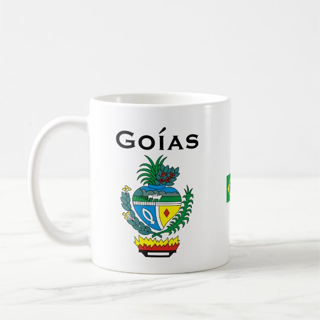 Goías, Brasilien-Flaggen-Tasse/Caneca de Goías Kaffeetasse (Links)