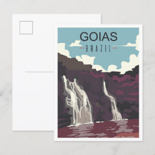 Goias Brazil Art Vintage Travel Illustration Postkarte