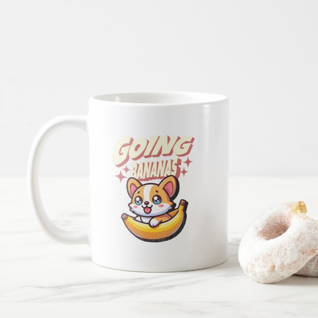 Going Bananas Funny Niedlich Corgi Kaffeetasse (Mit Donut)