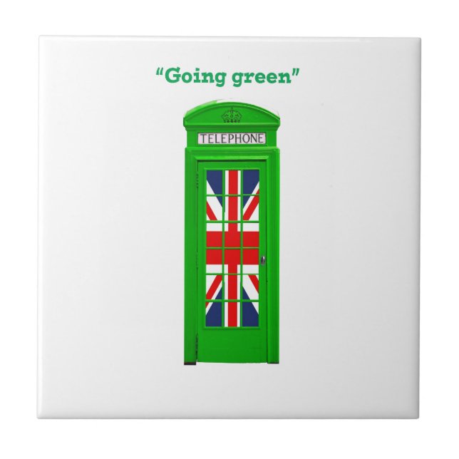 "Going Green" Londoner Telefonbox Fliese (Vorderseite)