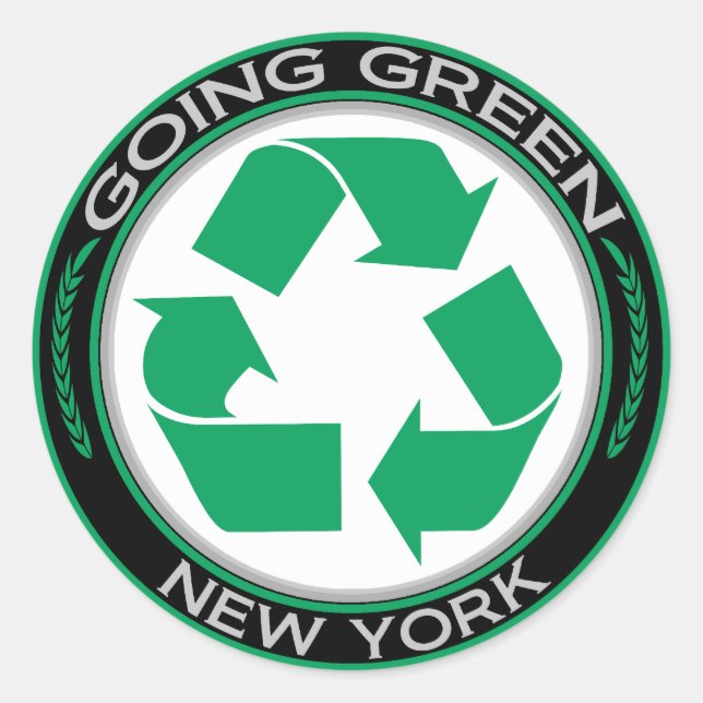 Going Green Recycle New York Runder Aufkleber (Vorderseite)