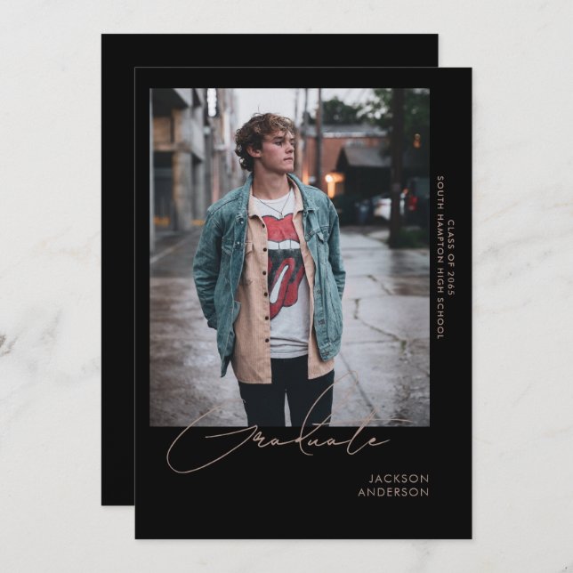 Going Solo Foto Black Abschluss Ankündigung (Vorne/Hinten)