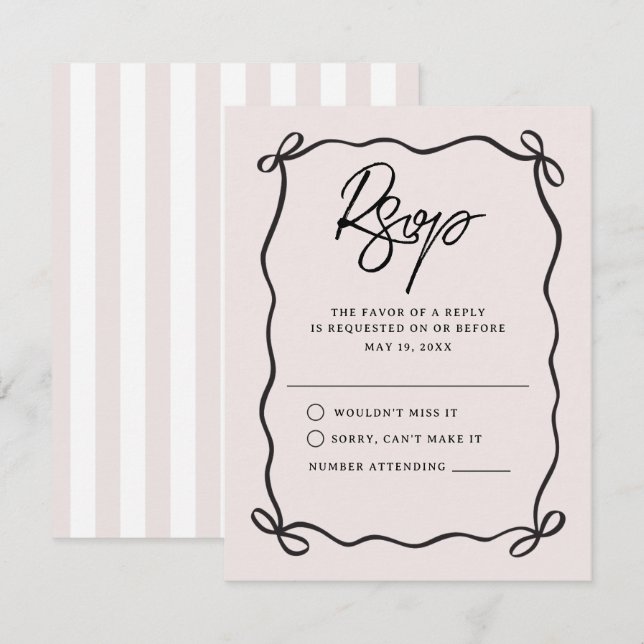 Going to the Chapel Coquette Bow Wedding RSVP Karte (Vorne/Hinten)