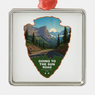 Going To The Sun Road Glacier NP Arrowhead Ornament Aus Metall