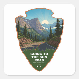 Going To The Sun Road Glacier NP Arrowhead Quadratischer Aufkleber
