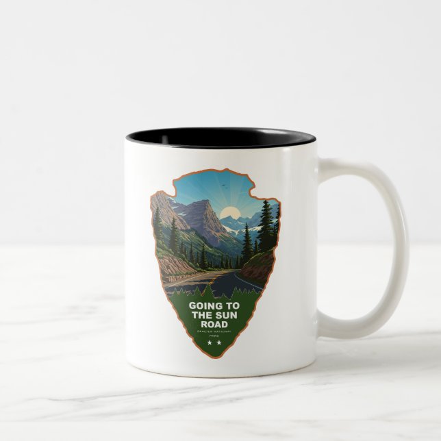 Going To The Sun Road Glacier NP Arrowhead Zweifarbige Tasse (Rechts)