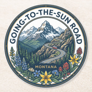 Going-to-the-Sun Road Montana Runder Pappuntersetzer