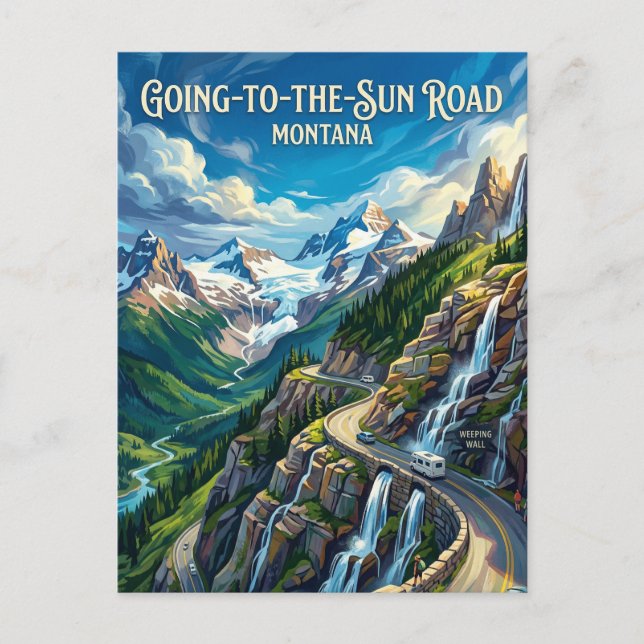 Going-to-the-Sun Road USA wird zu Postkarte (Vorderseite)