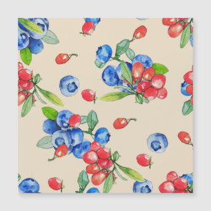 Goji, Heidelbeere: Aquarellbilder. Magnetkarte