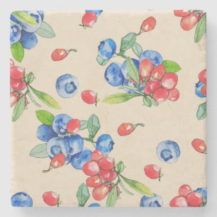 Goji, Heidelbeere: Aquarellbilder. Steinuntersetzer