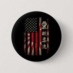 Goju Ryu Karate USA Amerikanisch Japanische Flagge Button