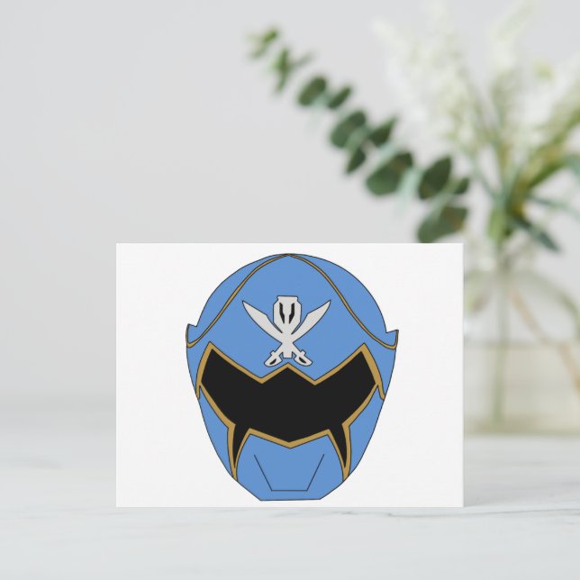 Gokai Super Mega Blauer Helm Postkarte (Stehend Vorderseite)