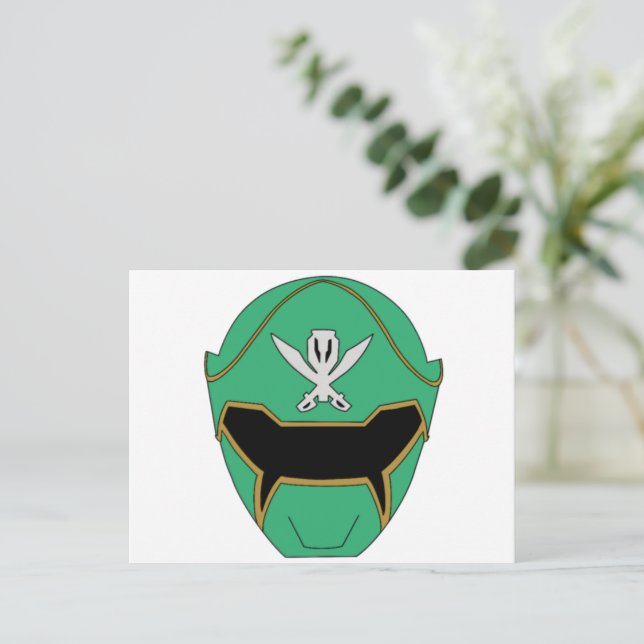 Gokai Super Mega Grüner Helm Postkarte (Stehend Vorderseite)