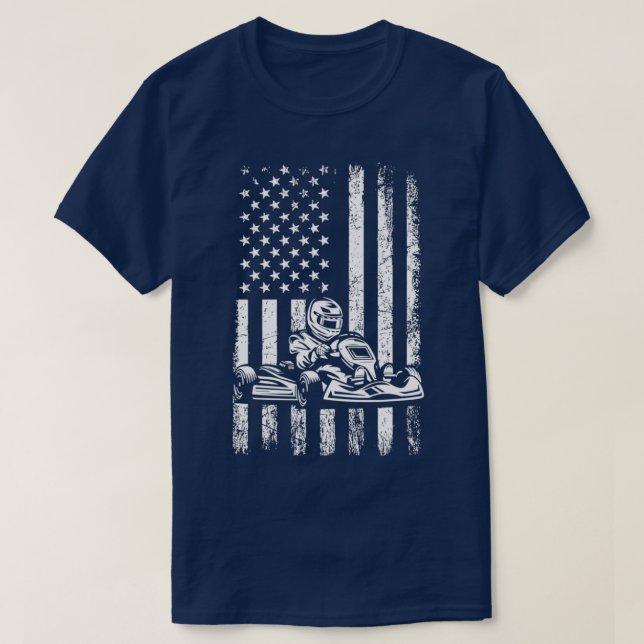 Gokart-amerikanische Flagge kart rennen Classic TS T-Shirt (Design vorne)