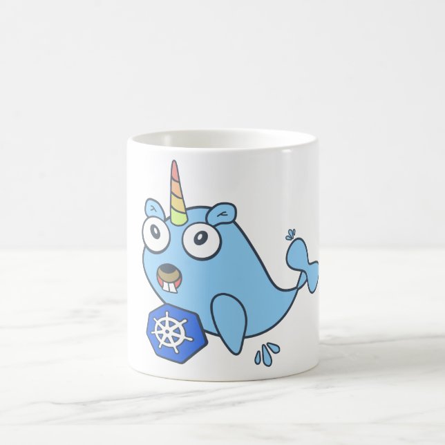 Golang Gopher Docker Einhorn mit Kubernetes Kaffeetasse (Mittel)