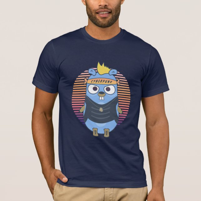 Golang Gopher im Cyberpunk-Stil T-Shirt (Vorderseite)