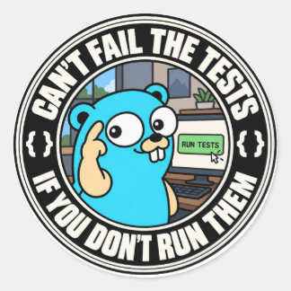Golang Gopher Test Meme Runder Aufkleber