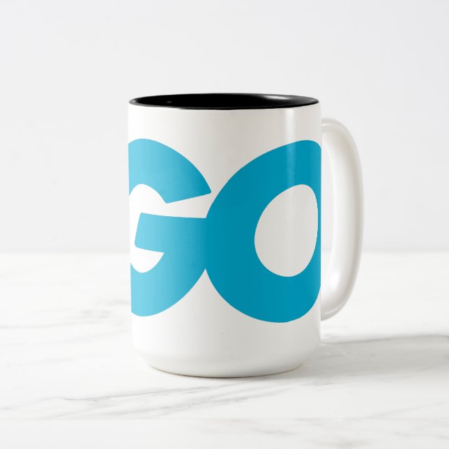 Golang-Logo (Go-Programmiersprache) Zweifarbige Tasse (VorderseiteRechts)