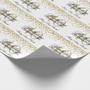 Gold40. Geburtstags-Imitat-GlitzerConfetti Geschenkpapier
