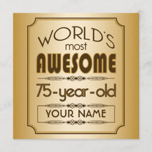 Gold75. Geburtstags-Feier-Welt gut fabelhaft Einladung