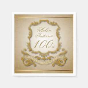 Gold 100. Geburtstagsfeier Napkins Serviette