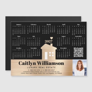 Gold 2026 Calendar Foto QR Code Magnet