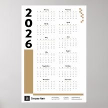 Gold 2026 Corporate Wall Calendar Poster