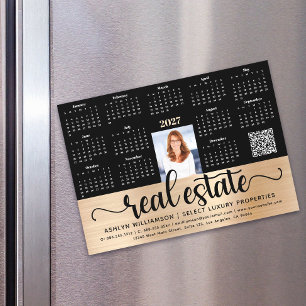 Gold 2027 Kalender Immobilien Foto QR Code Karte