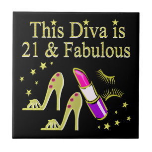 GOLD 21 UND FABULOUS GEBURTSTAGS-DESIGN FLIESE