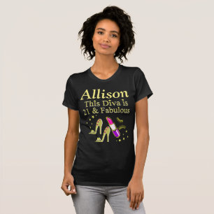 GOLD 21 UND FABULOUS PERSONALISIERT T SHIRT
