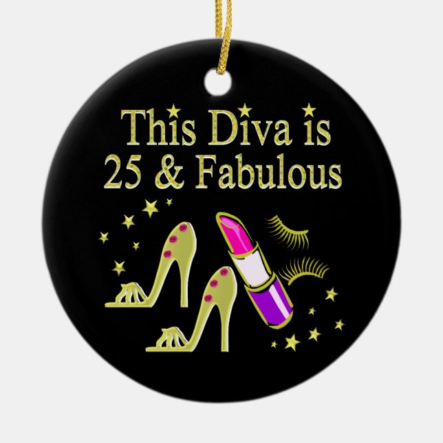 GOLD 25 UND FABULOUS DIVA-DESIGN KERAMIKORNAMENT (Vorne)
