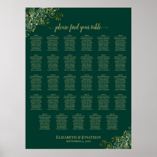 Gold 29 Tisch Hochzeit Sitzordnung Smaragdgrün Poster