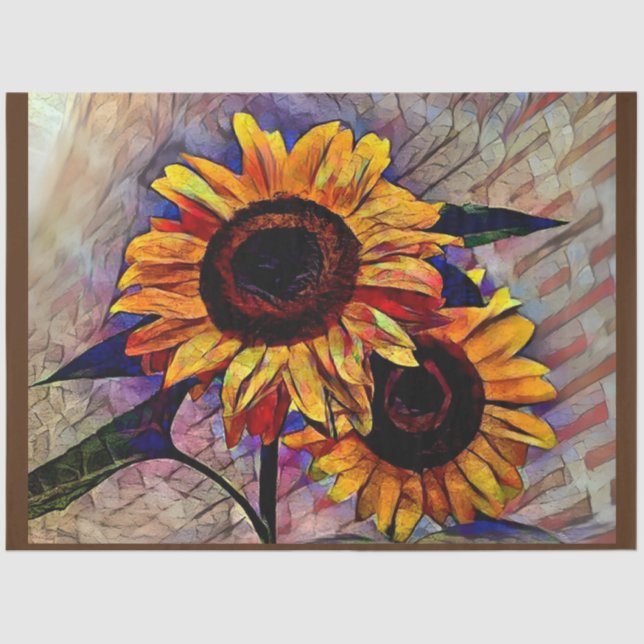 Gold 2 Glossy Sonnenblumen Elegante Collection Seidenpapier (Vorderseite)