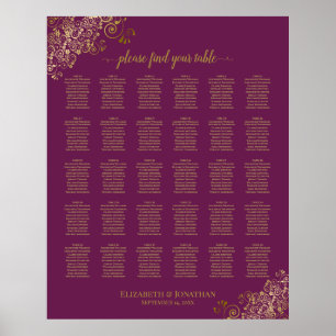 Gold 30 Table Seating Chart Cassis Lila Poster
