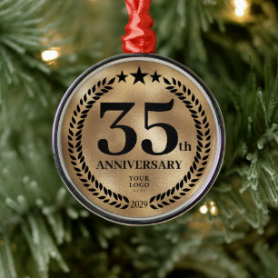 Gold 35-jähriges Firmenlogo Weihnachten Ornament Aus Metall