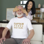 Gold 3-D Sterne Benutzerdefiniertes Textdesign T-Shirt<br><div class="desc">Einfache Gold-Ton nautische Design,  Kapitän und Bootsname mit 3-D goldenen Sternen. Einfaches elegantes Design für einen Bootsführer.</div>
