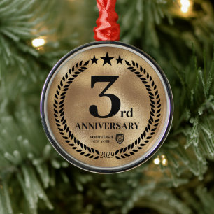 Gold 3-Jubiläum-Firmenlogo Weihnachten Ornament Aus Metall
