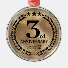 Gold 3-Jubiläum-Firmenlogo Weihnachten Ornament Aus Metall
