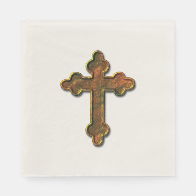 Gold 3D-Bildkreuz Serviette (Vorderseite)