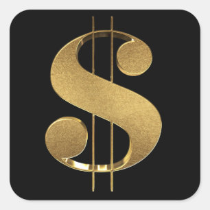 Gold-3D-Dollar-Zeichen Quadratischer Aufkleber