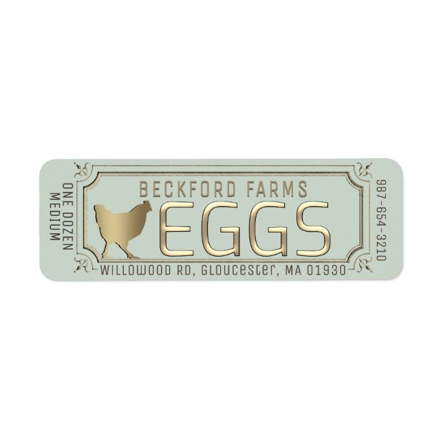 Gold 3D Gerahmtes Eierkarton mit Farm and Hen (Vorne)