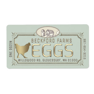 Gold 3D Gerahmtes Eierkarton mit Farm and Hen
